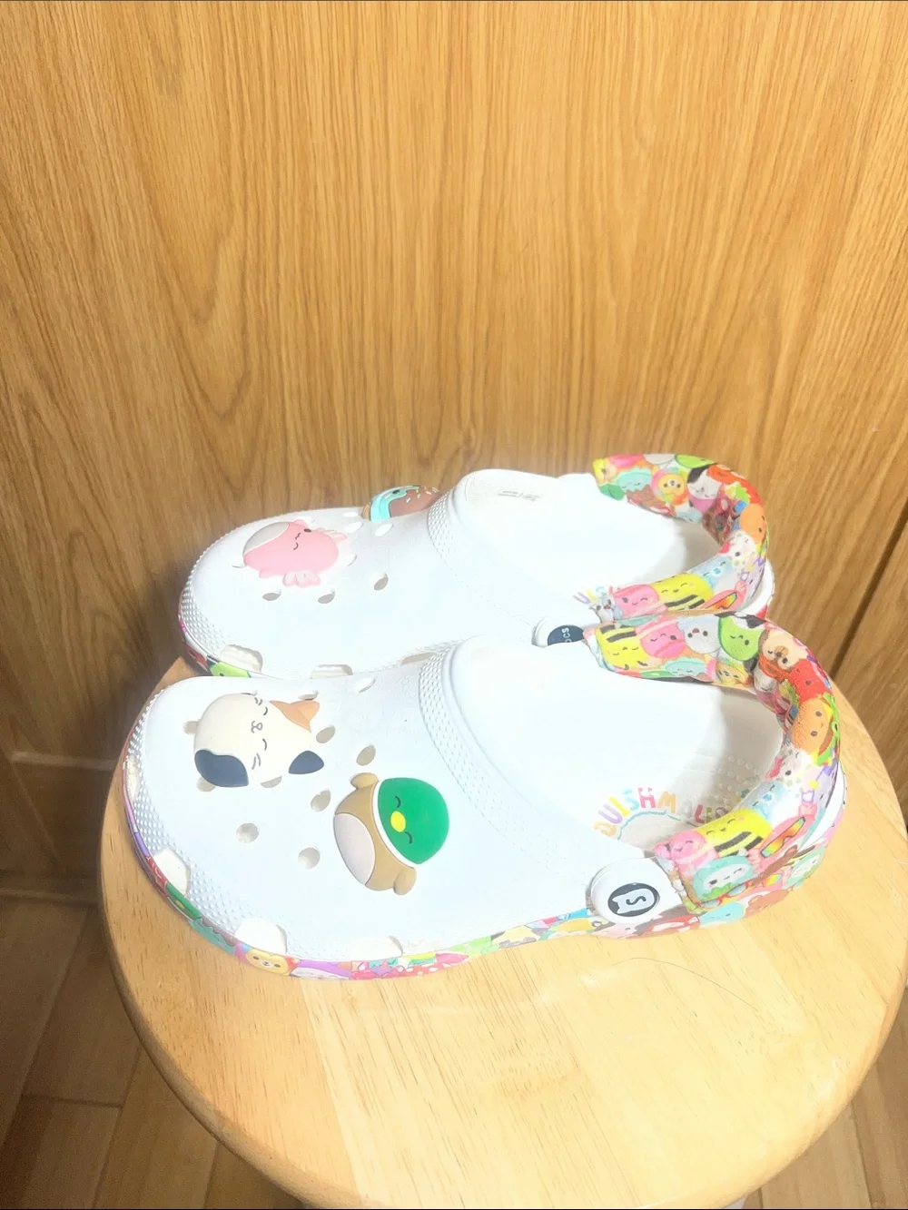 CROCS White Kids Clogs with Colorful Cartoon Charms